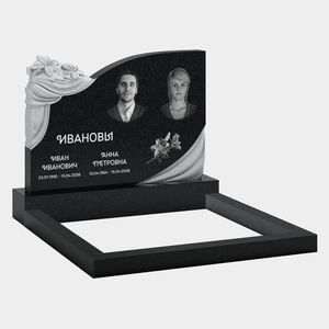 Памятник на могилу (11-316) «Двойная стела с полотном и цветами» 11-316