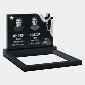 Памятник на могилу (11-318) «Горизонтальная стела с крестом, драпировкой и звездой» 11-318