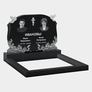 Памятник на могилу (11-321) «Семейная стела с крестом, голубями и венком» 11-321