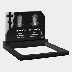 Памятник на могилу (11-323) «Двойная стела с православным крестом и строгим оформлением» 11-323