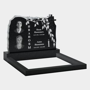 Памятник на могилу (11-326) «Вертикальная стела с православным крестом и резной ветвью» 11-326