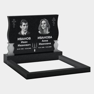Памятник на могилу (11-330) «Двойная изогнутая стела с вазами и крестами» 11-330