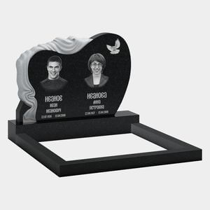 Памятник на могилу (11-331) «Двойная волнообразная стела с тканью и птицей» 11-331