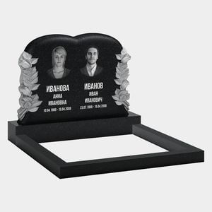 Памятник на могилу (11-336) «Двойная стела с сердцевидным верхом и резными листьями» 11-336