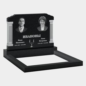 Памятник на могилу (11-340) «Семейная стела с колоннами и прямоугольным обрамлением» 11-340