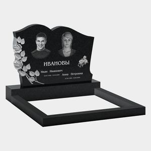 Памятник на могилу (11-350) «Двойная стела с плавными линиями и цветочным рельефом» 11-350