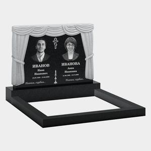 Памятник на могилу (11-351) «Двойная стела с аркой-драпировкой и крестом» 11-351