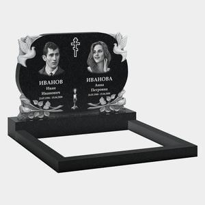 Памятник на могилу (11-353) «Двойная овальная стела с голубями и православным крестом» 11-353