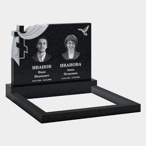 Памятник на могилу (11-354) «Горизонтальная стела с плащаницей, крестом и птицей» 11-354