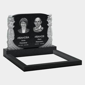 Памятник на могилу (11-356) «Ниспадающая плащаница с букетами цветов» 11-356