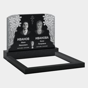 Памятник на могилу (11-357) «Горизонтальная стела с ангелочком, крестом и цветами» 11-357