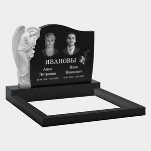 Памятник на могилу (11-359) «Двойная волнообразная стела с фигурой ангела» 11-359
