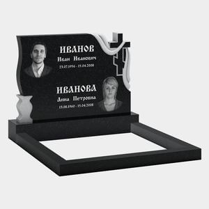 Памятник на могилу (11-373) «Семейная стела с фигурной вазой и православным крестом» 11-373