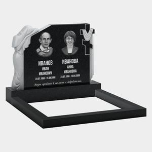 Памятник на могилу (11-374) «Со скорбящей матерью, полукрестом и драпировкой» 11-374