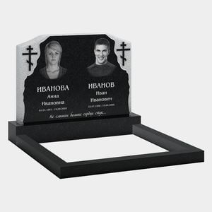 Памятник на могилу (11-378) «Необработанный камень с православными крестами» 11-378