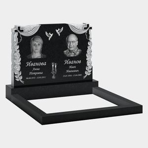 Памятник на могилу (11-381) «Горизонтальная стела с рельефной драпировкой, цветами и летящими птицами» 11-381