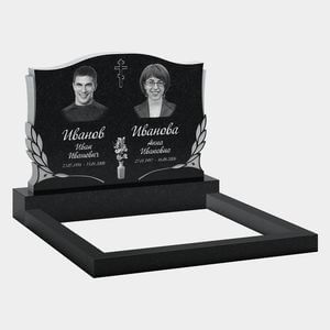 Памятник на могилу (11-383) «Семейная стела со свитком, крестом и ветвями» 11-383