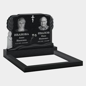 Памятник на могилу (11-387) «Пламя свечей с волнообразной драпировкой и крестом» 11-387