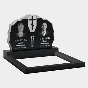 Памятник на могилу (11-398) «Семейная стела со скалой и крестом» 11-398