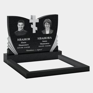 Памятник на могилу (11-399) «Двойная стела с центральным крестом и раскрытыми крыльями» 11-399
