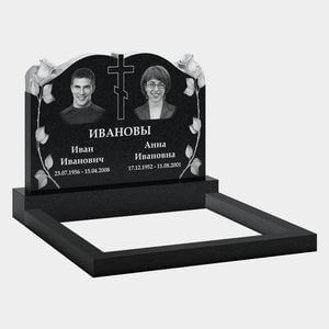 Памятник на могилу (11-405) «Двойная стела с крестом и рельефными розами» 11-405