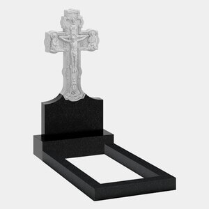 Резной памятник (12-168) «Рельефный православный крест на строгом постаменте» 12-168