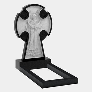 Резной памятник (12-208) «Православный крест с рельефной иконой» 12-208