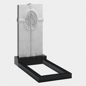 Резной памятник (12-366) «С деревом жизни в круге — строгий лаконичный силуэт» 12-366