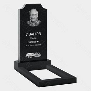Памятник на могилу (20-103) «Классическая стела с закруглёнными углами и лентой» 20-103