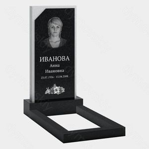 Памятник на могилу (20-197) «Прямоугольная стела со скошенным углом и цветочным мотивом» 20-197