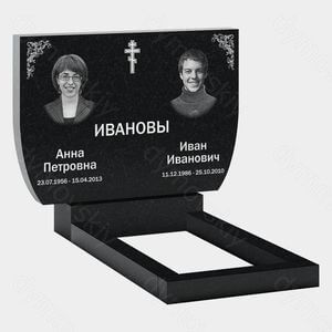 Памятник на могилу (21-104) «Семейная стела с крестом и растительным орнаментом» 21-104
