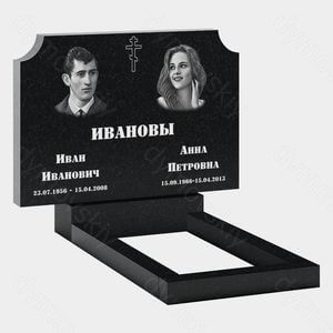 Памятник на могилу (21-108) «Семейный с крестом и скругленными углами» 21-108