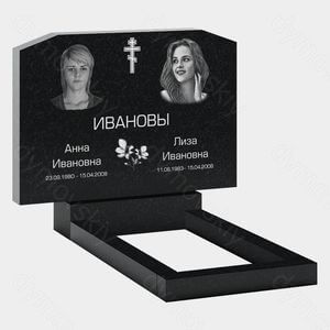 Памятник на могилу (21-110) «Двойная стела с крестом и цветком» 21-110