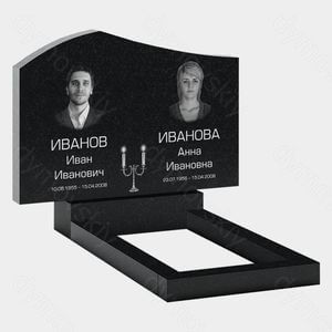 Памятник на могилу (21-122) «Семейная стела с плавной аркой и свечами» 21-122