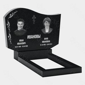 Памятник на могилу (21-129) «С волнообразным верхом, крестом и растительным орнаментом» 21-129