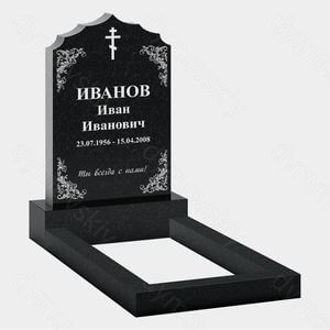 Памятник на могилу (22-114) «Вертикальная стела с крестом и растительным орнаментом»