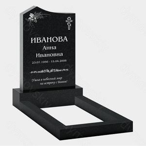 Памятник на могилу (22-116) «Вертикальная стела с косым верхом, крестом и растительным орнаментом»