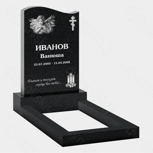 Памятник на могилу (22-119) «Детская вертикальная стела с ангелом и православным крестом»