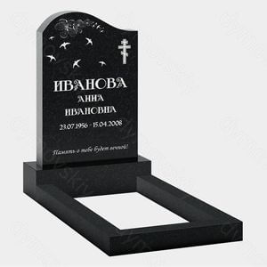 Памятник на могилу (22-126) «Вертикальная стела с крестом, птицами и цветочным орнаментом»