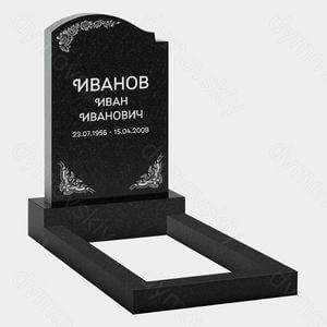 Памятник на могилу (22-136) «Вертикальная стела с закруглённым верхом и цветочным орнаментом»
