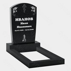 Памятник на могилу (22-140) «Вертикальная стела с крестом, цветами и свечой»