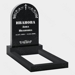 Памятник на могилу (22-143) «Вертикальная стела с крестом и цветочным орнаментом»