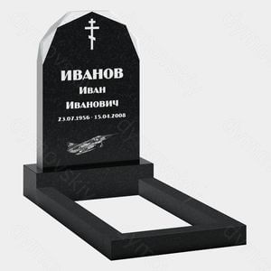 Памятник на могилу (22-144) «Многогранник с православным крестом и строгим обрамлением»
