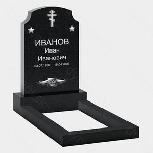 Памятник на могилу (22-149) «Вертикальная стела с крестом и звёздами»
