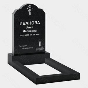 Памятник на могилу (22-158) «Вертикальная стела с закруглённым верхом и православным крестом»