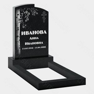 Памятник на могилу (22-183) «Вертикальная стела с берёзой и православным крестом»