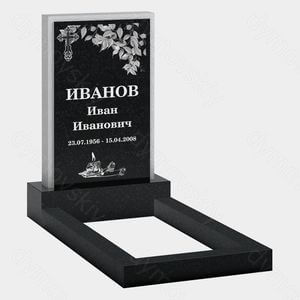 Памятник на могилу (22-194) «Вертикальная стела с крестом и листьями»
