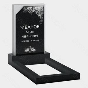 Памятник на могилу (22-197) «Вертикальная стела со срезанным углом и растительным орнаментом»