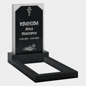 Памятник на могилу (22-198) «Вертикальная стела с православным крестом и цветочным мотивом»