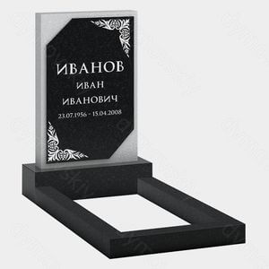 Памятник на могилу (22-205) «Вертикальная стела с скошенным углом и растительным орнаментом»